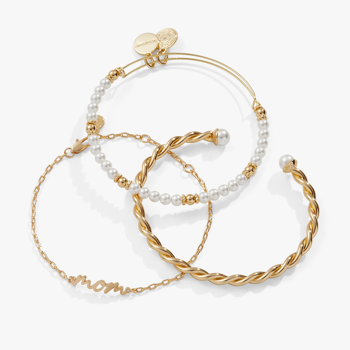Alex and Ani Mom' Script Bracelet, Set of 3