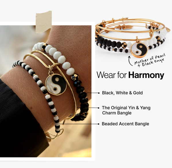 Alex and Ani Mother of Pearl Yin Yang Bangles, Set of 3