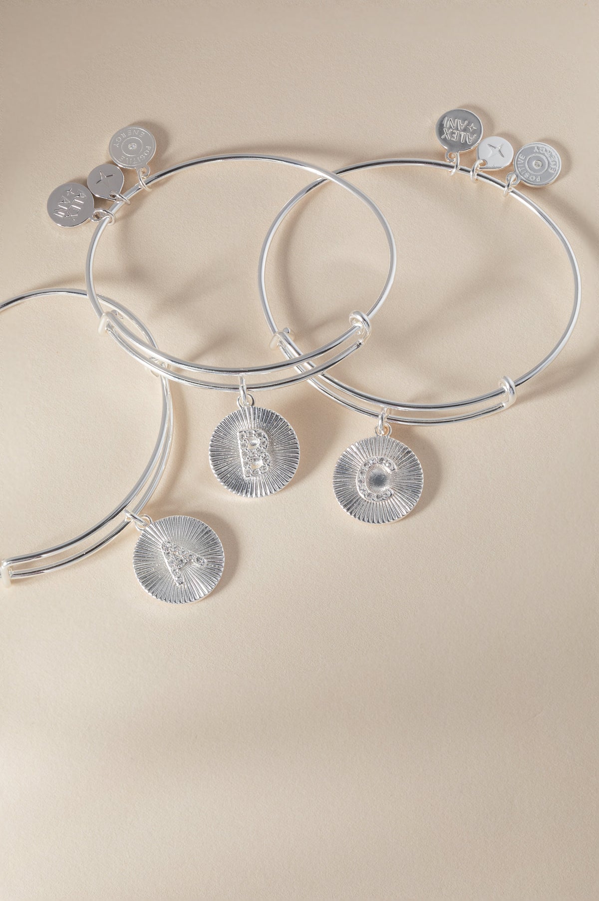 Alex and Ani Pave Starburst Texture Initial Bangle C