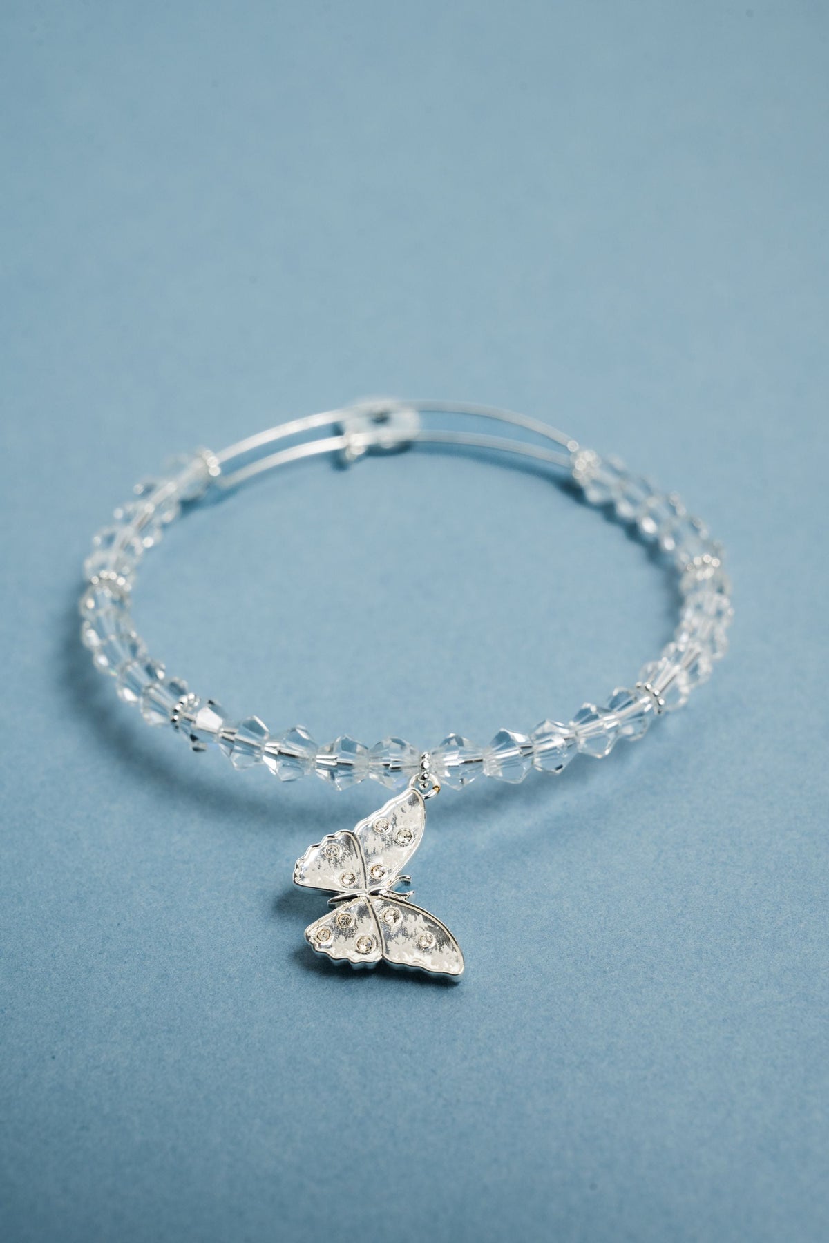 Alex and Ani Glass Butterfly Beaded Charm Bangle