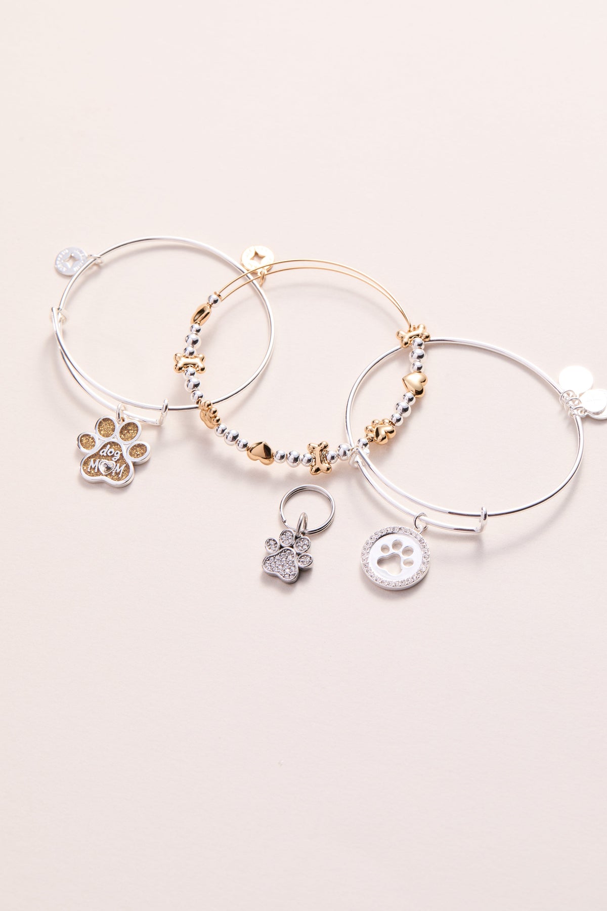 Alex and Ani Paw Print Bangle & Charm, Set of 2