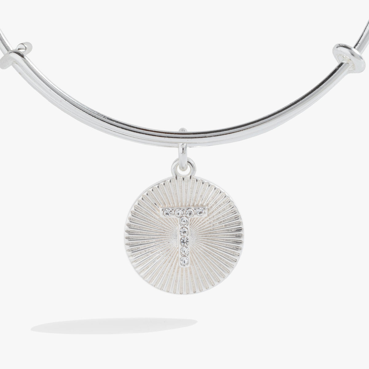 Alex and Ani Pave Starburst Texture Initial Bangle T