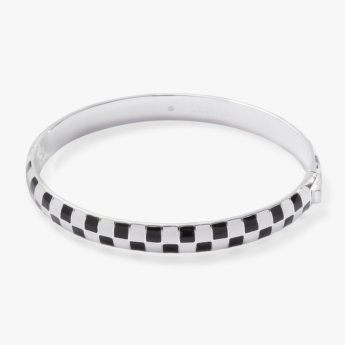 Alex and Ani Black & White Checker Hinge Bangle