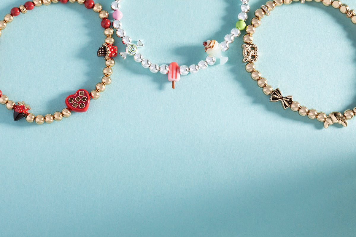 Alex and Ani “Carbs are My Love Language” Beaded Stretch Bracelet