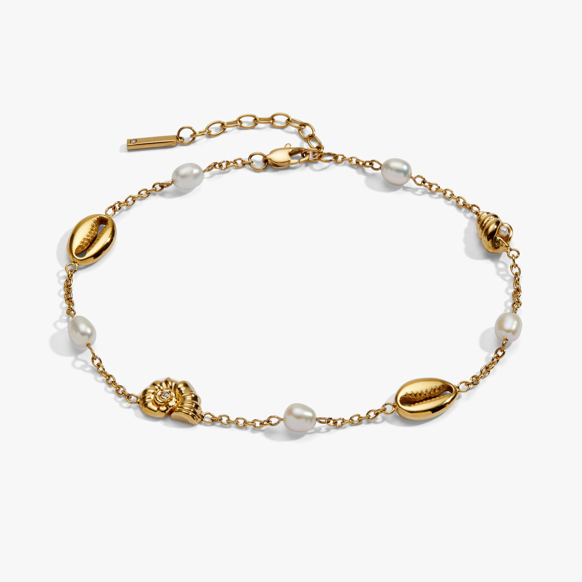 Alex and Ani Seashell & Pearl Inline Charm Anklet