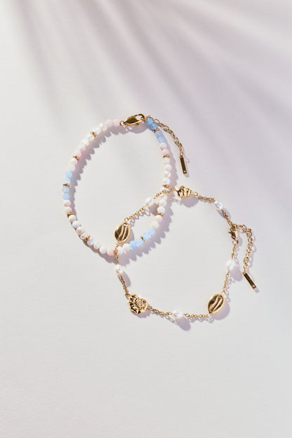 Alex and Ani Seashell & Pearl Inline Charm Anklet