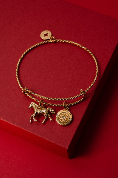 Alex and Ani Horse Rope Textured Charm Bangle