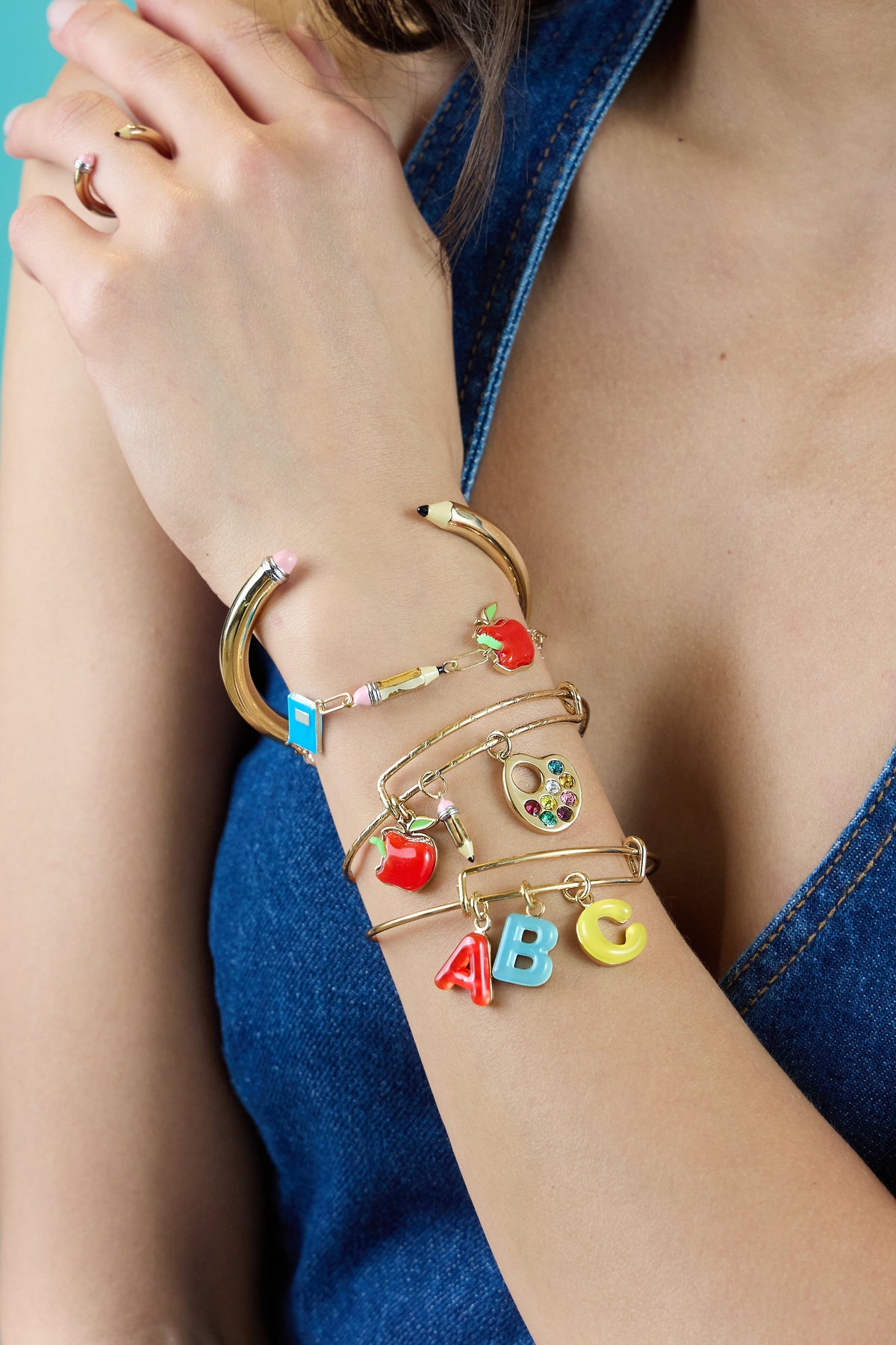Alex and Ani Teacher’s Pet Multi Charm Textured Bangle