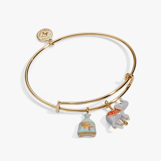 Alex and Ani Carnival Carousel Elephant & Goldfish Multi Charm Bangle