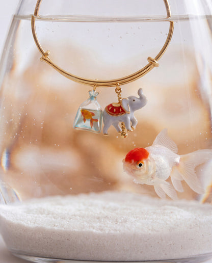 Alex and Ani Carnival Carousel Elephant & Goldfish Multi Charm Bangle