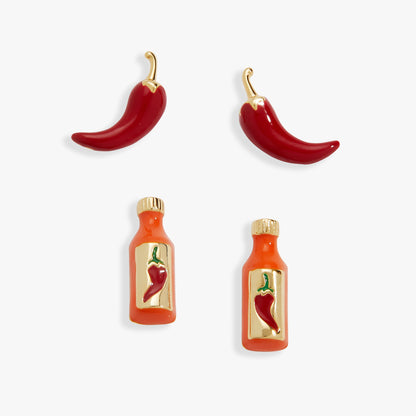 Alex and Ani Taco Hot Sauce & Pepper Stud Set