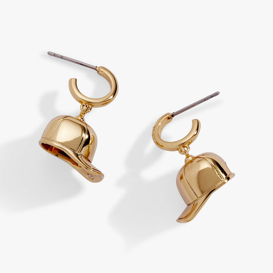 Alex and Ani Baseball Cap Huggie Drop Earrings