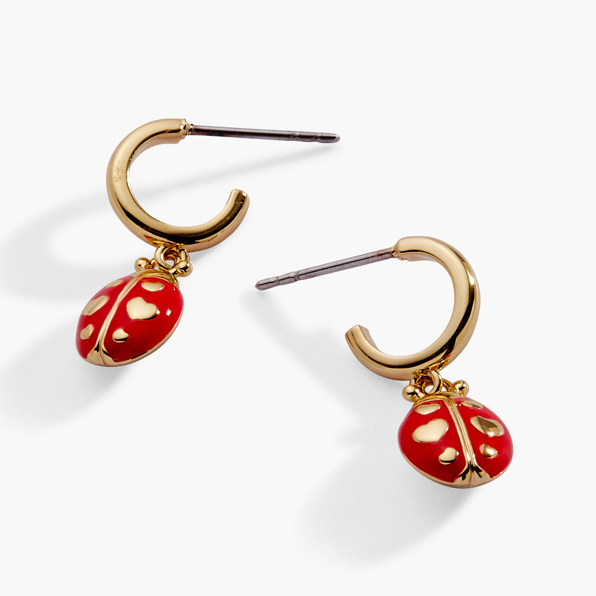 Alex and Ani Ladybug Huggie Drop Earrings
