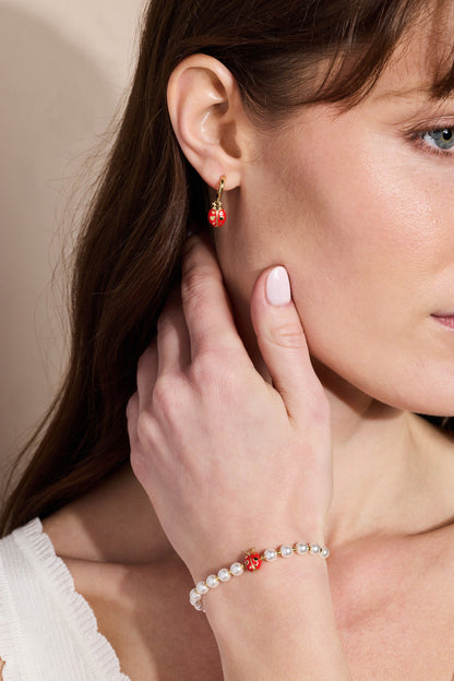 Alex and Ani Ladybug Huggie Drop Earrings
