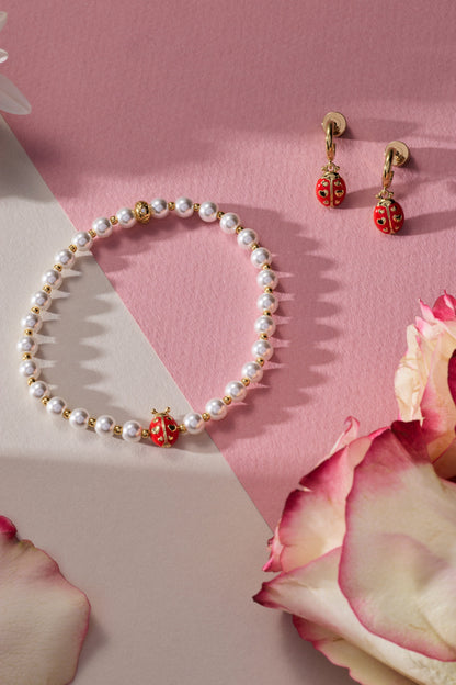 Alex and Ani Ladybug Huggie Drop Earrings