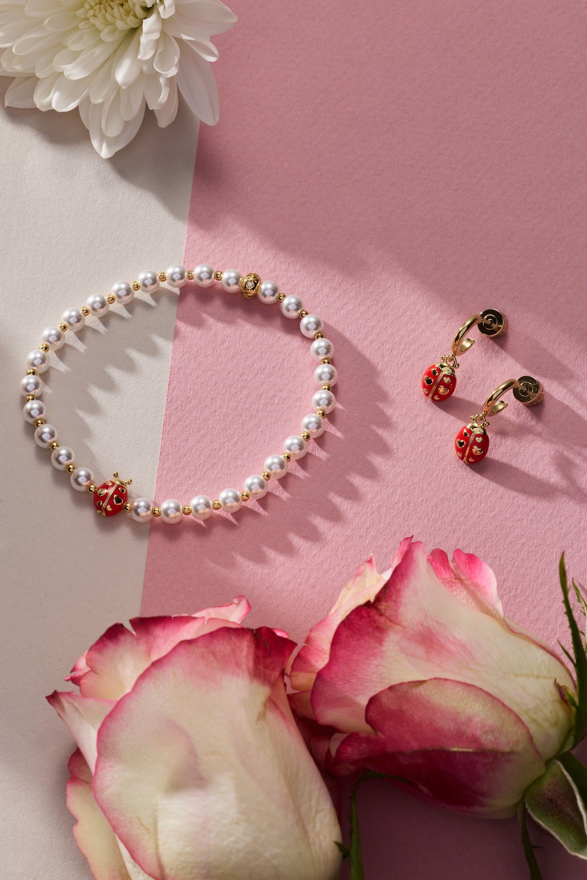 Alex and Ani Ladybug Huggie Drop Earrings