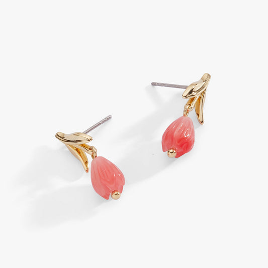 Alex and Ani Tulip Cherry Quartz Earrings