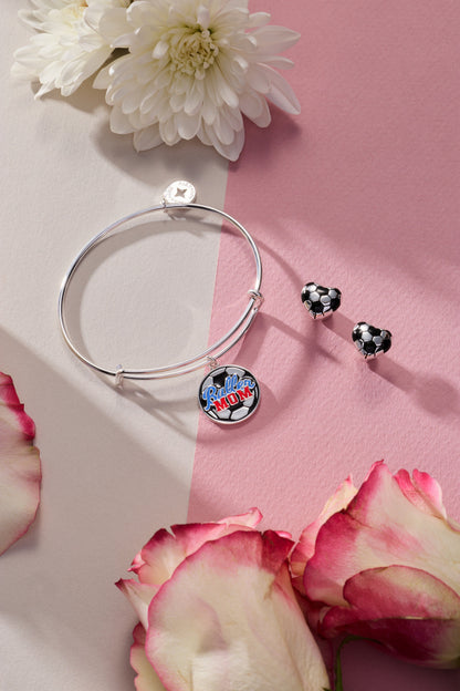 Alex and Ani Soccer Heart Stud Earrings