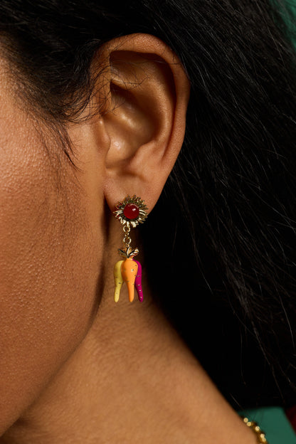 Alex and Ani Farmers' Market Sunflower & Rainbow Carrot Drop Earrings