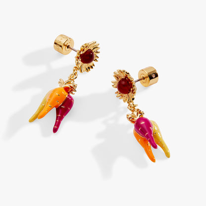 Alex and Ani Farmers' Market Sunflower & Rainbow Carrot Drop Earrings