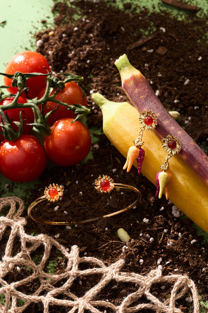 Alex and Ani Farmers' Market Sunflower & Rainbow Carrot Drop Earrings