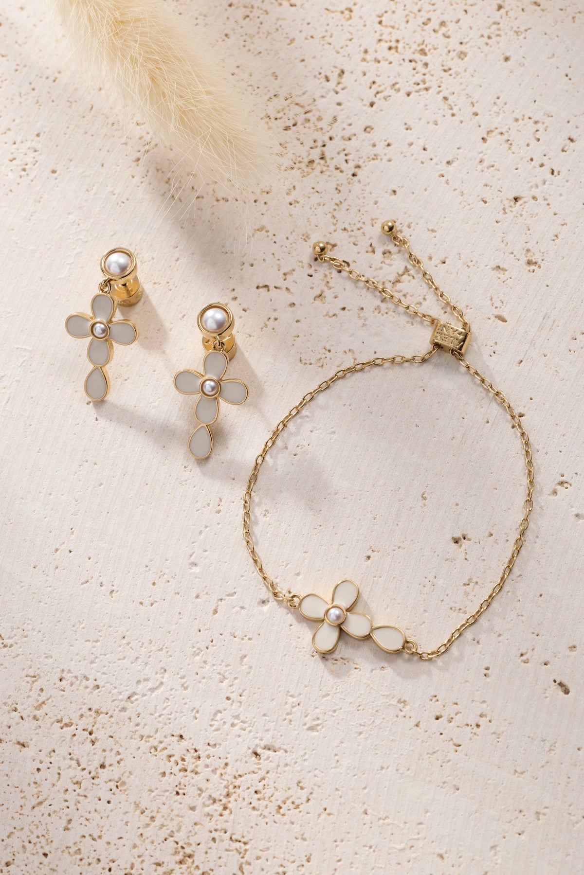 Alex and Ani Coquette Christian Cross Drop Earrings