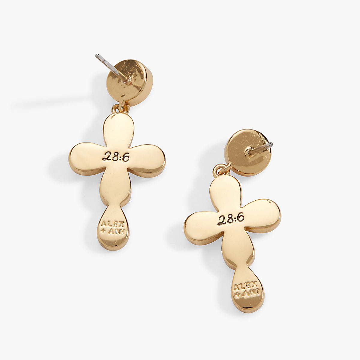 Alex and Ani Coquette Christian Cross Drop Earrings