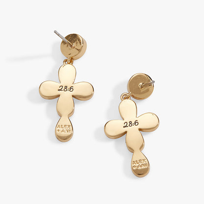Alex and Ani Coquette Christian Cross Drop Earrings