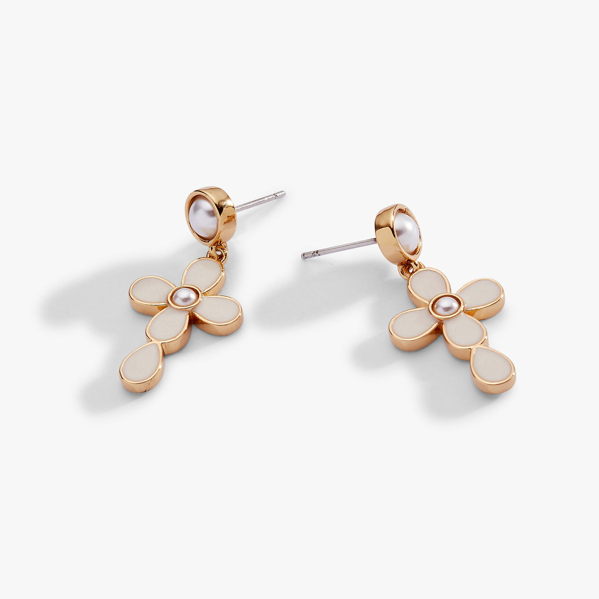 Alex and Ani Coquette Christian Cross Drop Earrings
