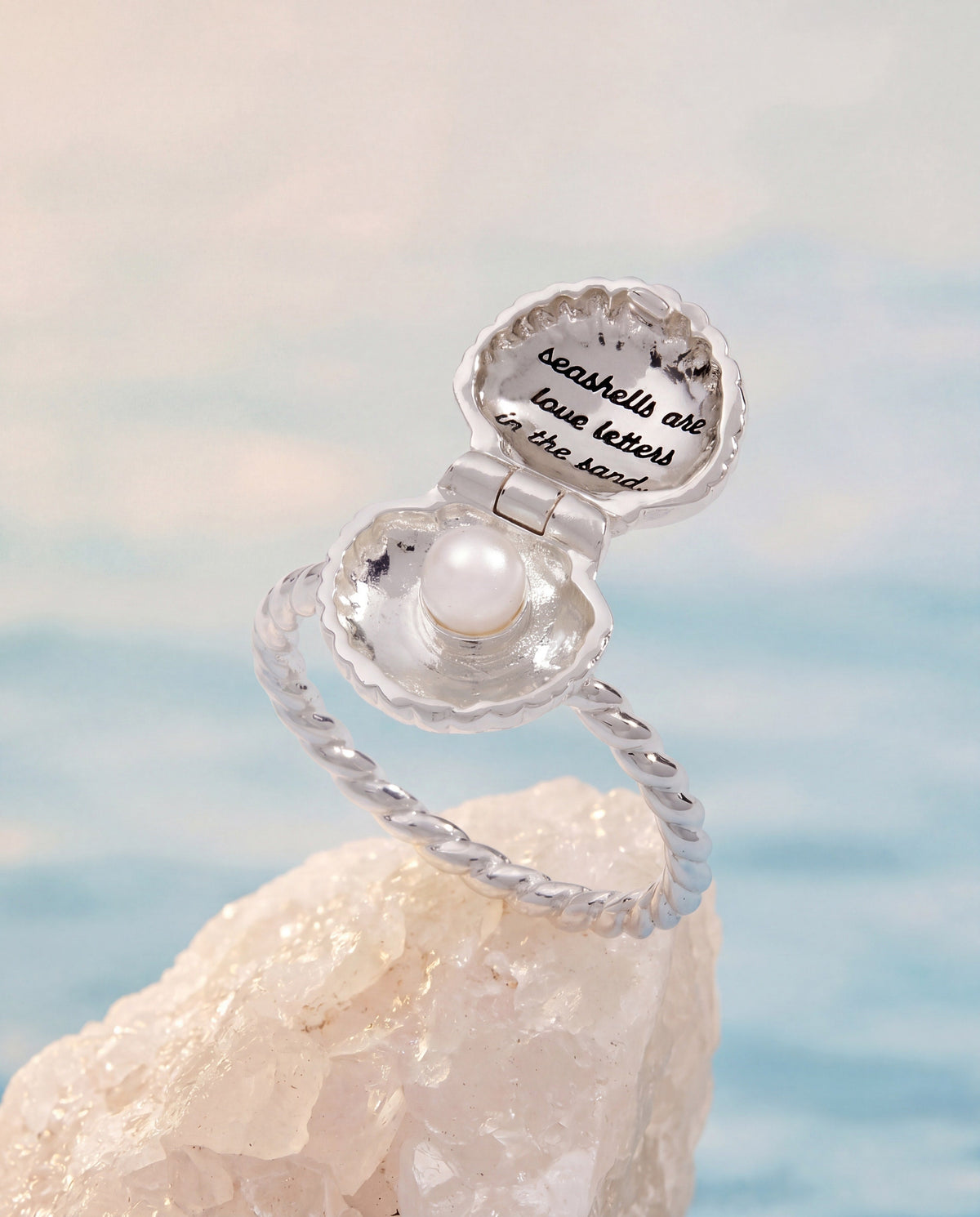 Alex and Ani Salt + Sea 'Seashells Are Love Letters In The Sand' Locket Ring