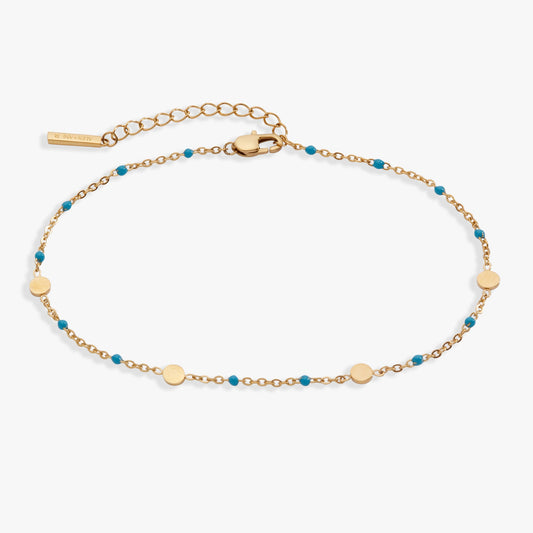 Alex and Ani Turquoise Enameled Chain Coin Station Anklet