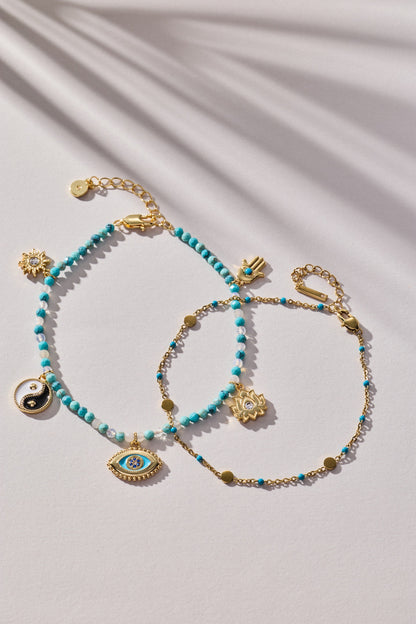 Alex and Ani Turquoise Enameled Chain Coin Station Anklet