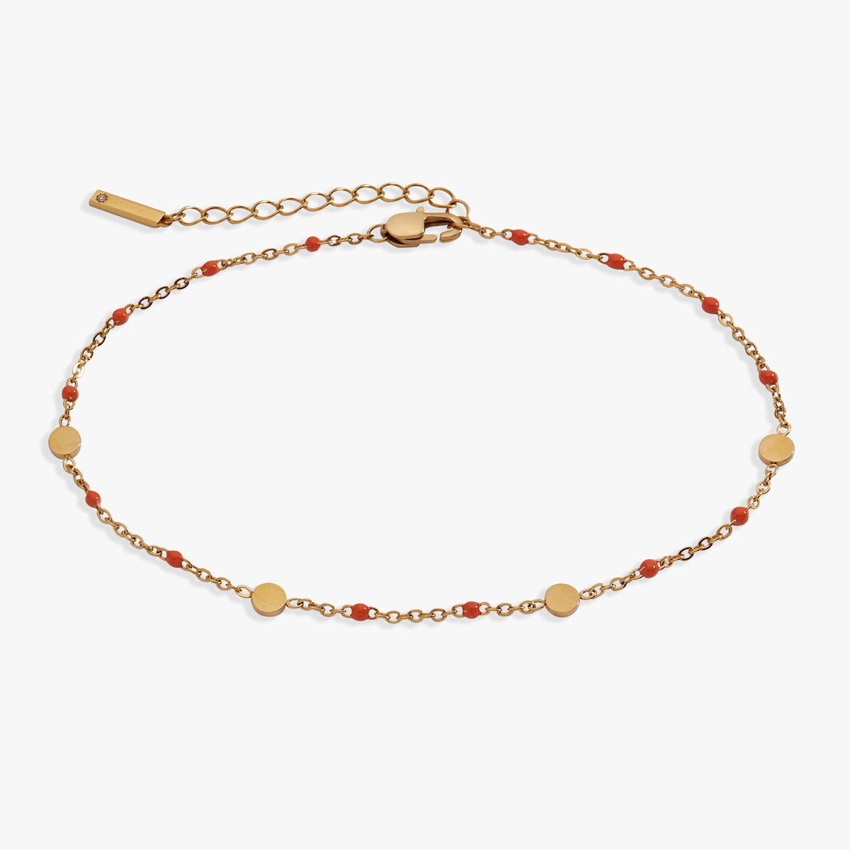 Alex and Ani Coral Enameled Chain Coin Station Anklet