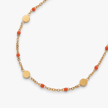 Alex and Ani Coral Enameled Chain Coin Station Anklet