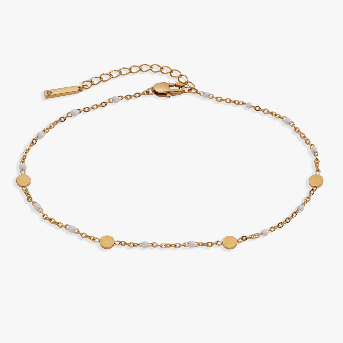Alex and Ani White Enameled Chain Coin Station Anklet