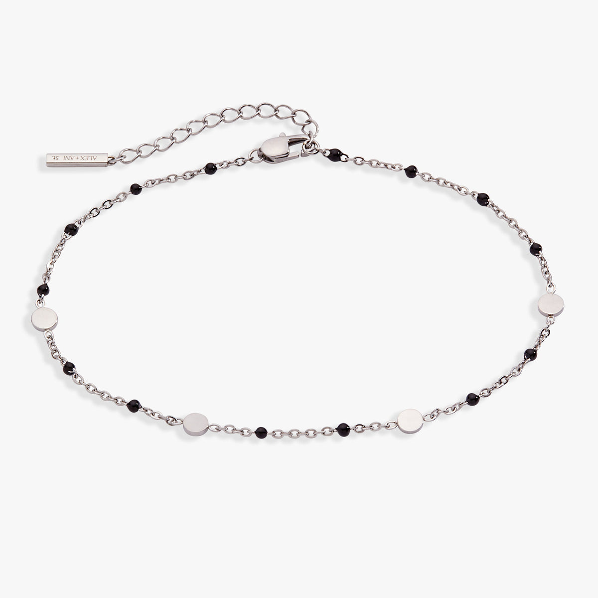Alex and Ani Black Enameled Chain Coin Station Anklet