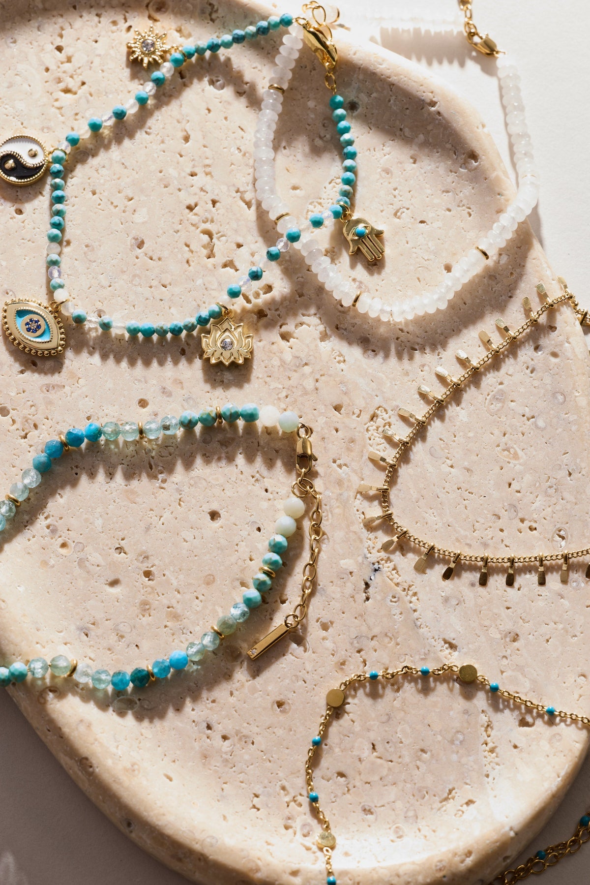 Alex and Ani Clear Quartz Semi-Precious Beaded Anklet