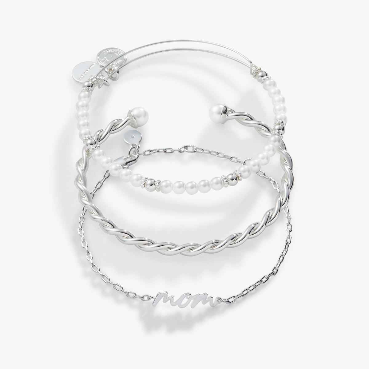Alex and Ani Mom' Script Bracelet, Set of 3