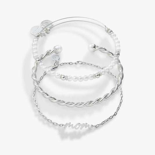 Alex and Ani Mom' Script Bracelet, Set of 3
