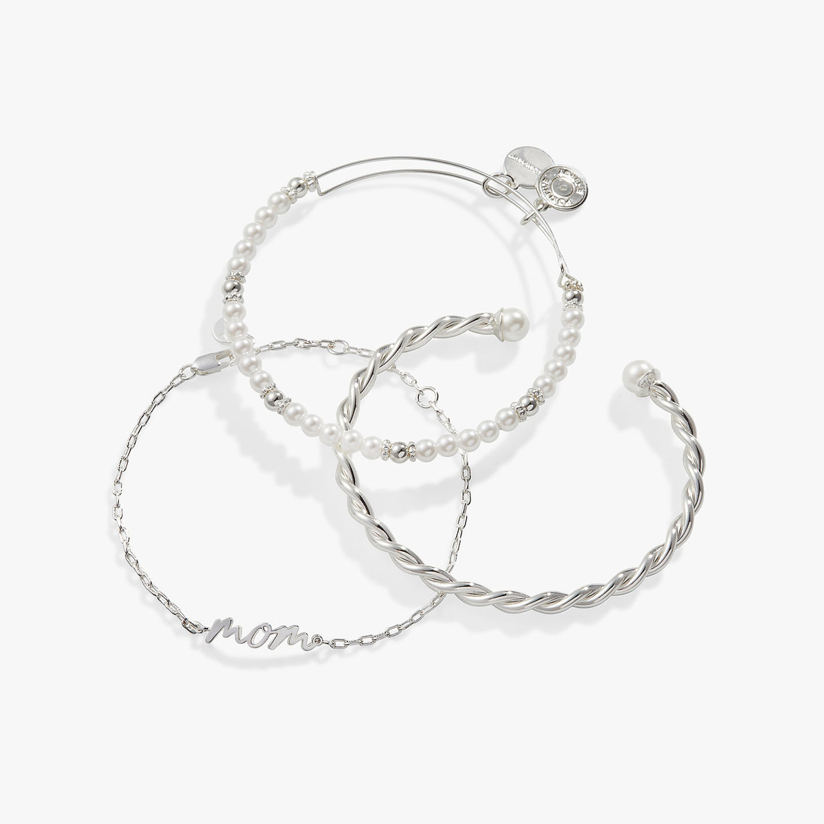 Alex and Ani Mom' Script Bracelet, Set of 3