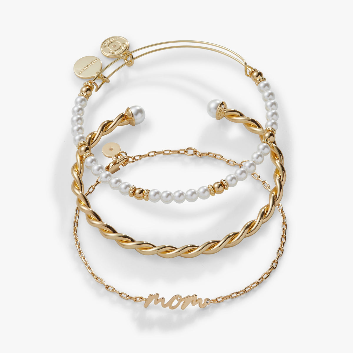 Alex and Ani Mom' Script Bracelet, Set of 3