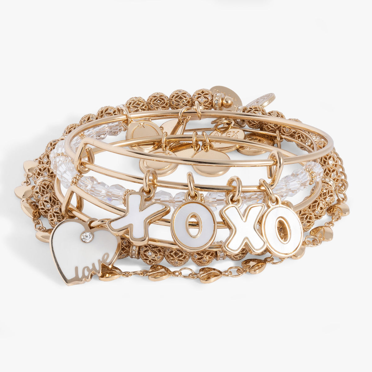 Alex and Ani Love XOXO Bangle Set of 5