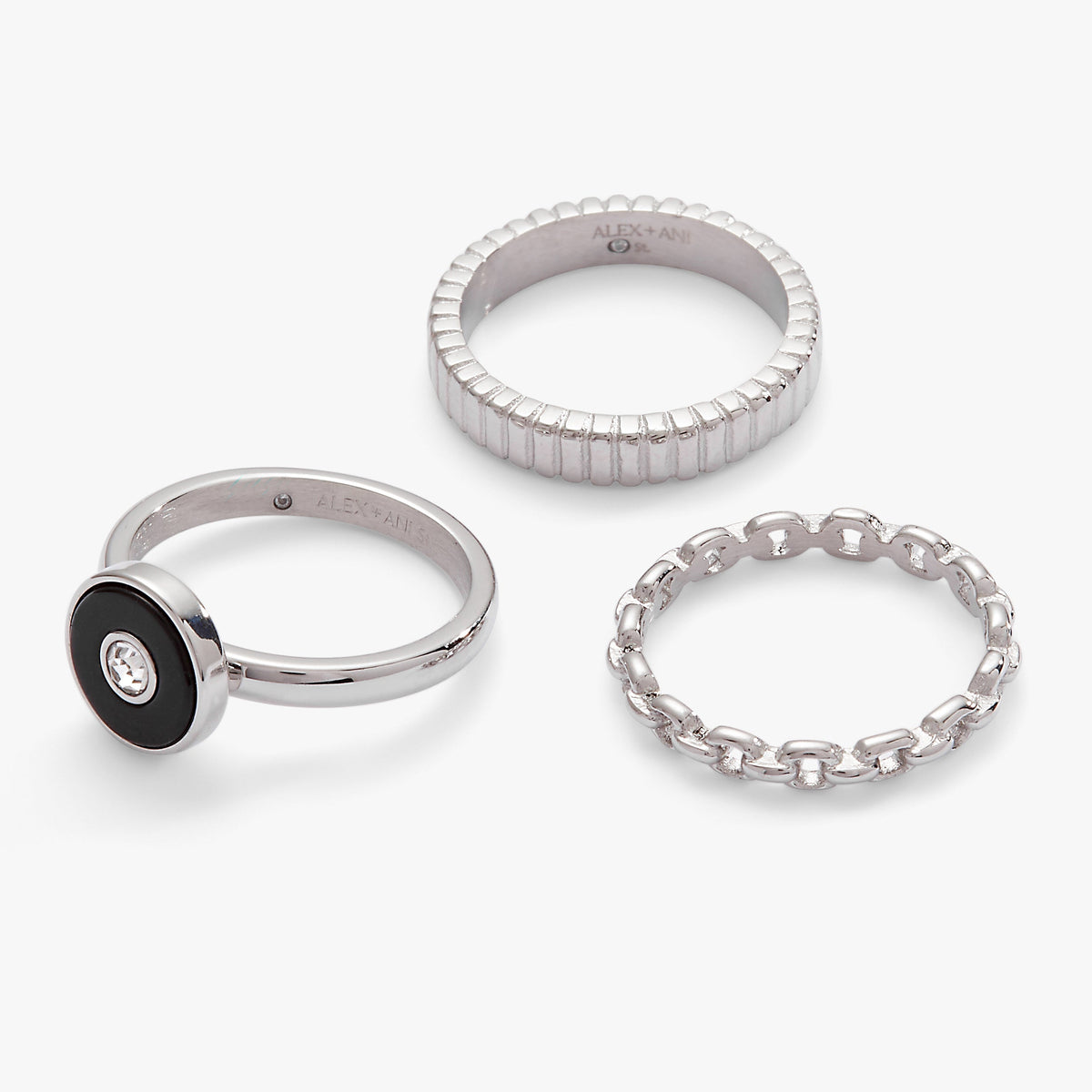 Alex and Ani Black Onyx Textured Statement Ring Set