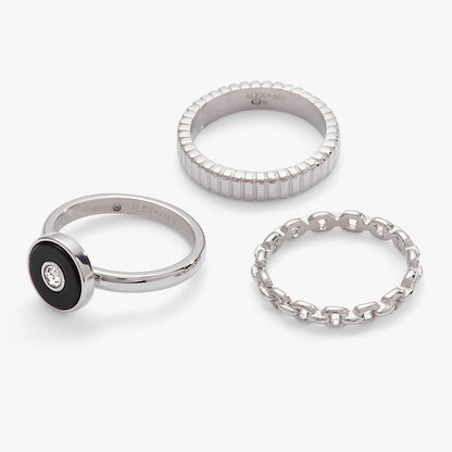 Alex and Ani Black Onyx Textured Statement Ring Set