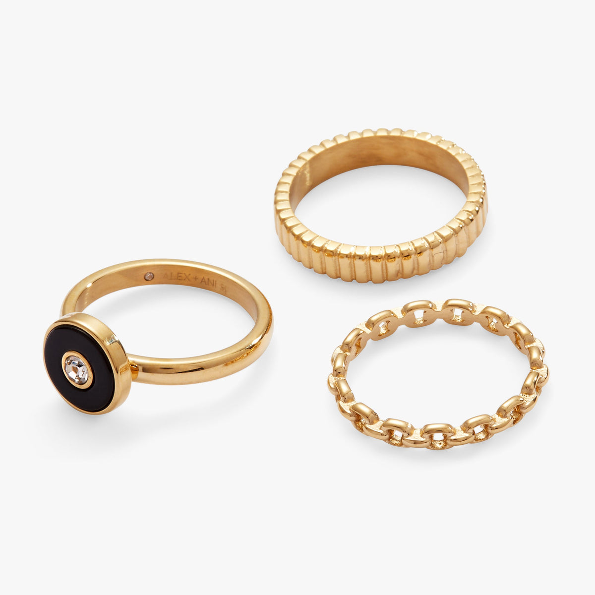 Alex and Ani Black Onyx Textured Statement Ring Set