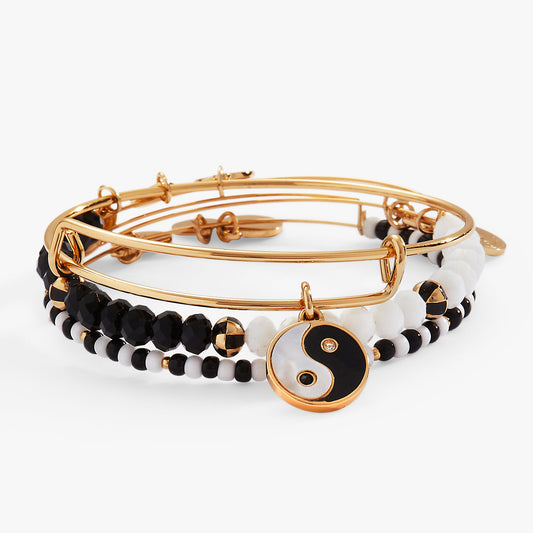 Alex and Ani Mother of Pearl Yin Yang Bangles, Set of 3