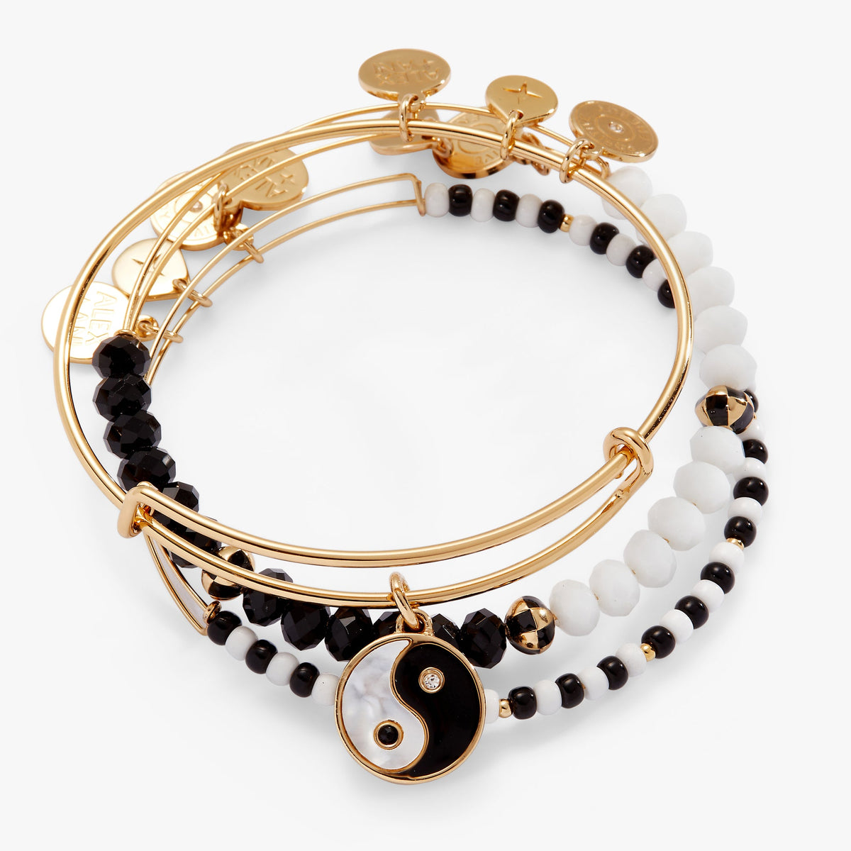 Alex and Ani Mother of Pearl Yin Yang Bangles, Set of 3