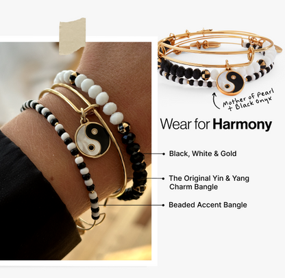 Alex and Ani Mother of Pearl Yin Yang Bangles, Set of 3