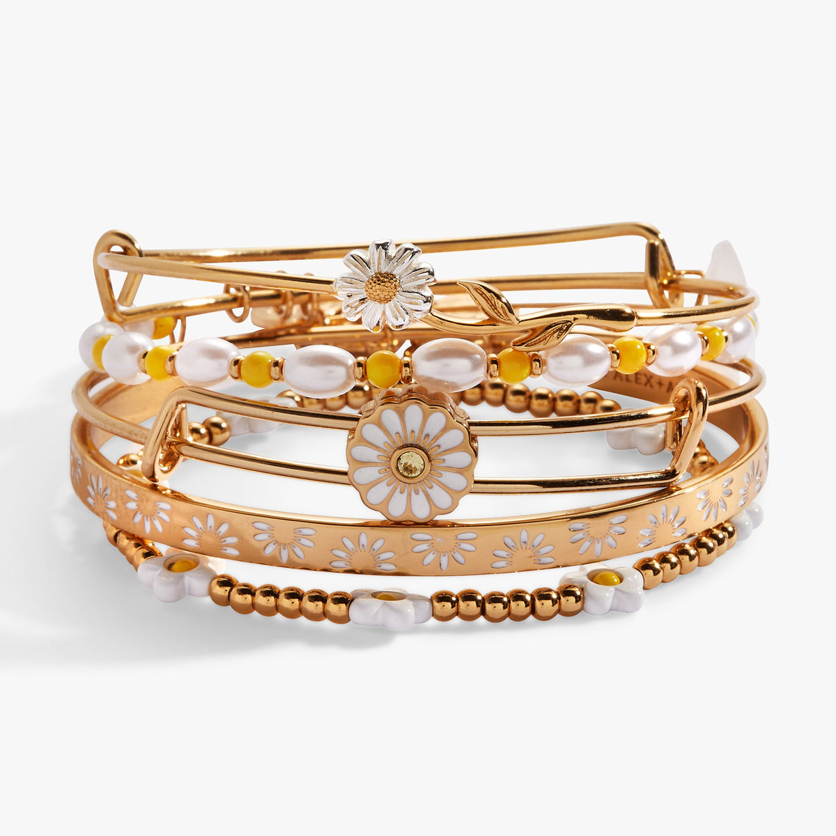 Alex and Ani Daisy Bangle set of 5