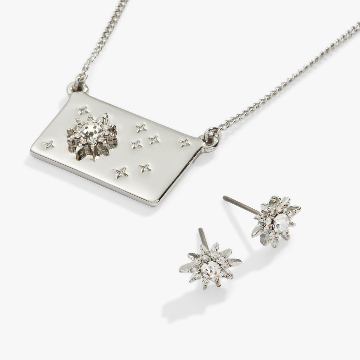 Alex and Ani Starburst Charm Necklace and Stud Earring Gift Set